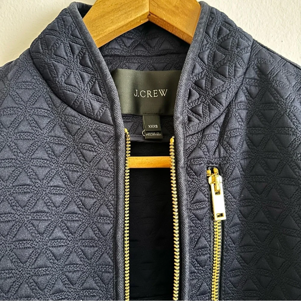 J. Crew Navy Quilted Short Sleeve Blazer - Picture 4 of 9